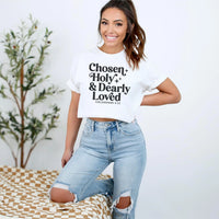 Christian Comfort Colors Shirt, Chosen Holy & Dearly Loved Tee, Faith Based Women's Apparel, Christian Scripture Tee, Trendy Church Shirt