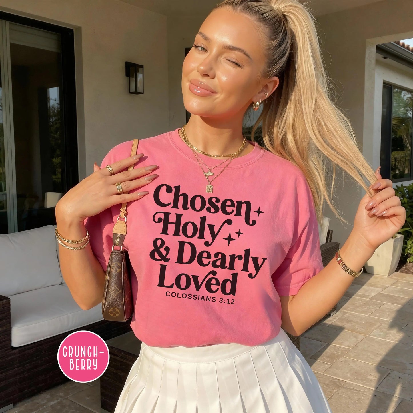 Christian Comfort Colors Shirt, Chosen Holy & Dearly Loved Tee, Faith Based Women's Apparel, Christian Scripture Tee, Trendy Church Shirt