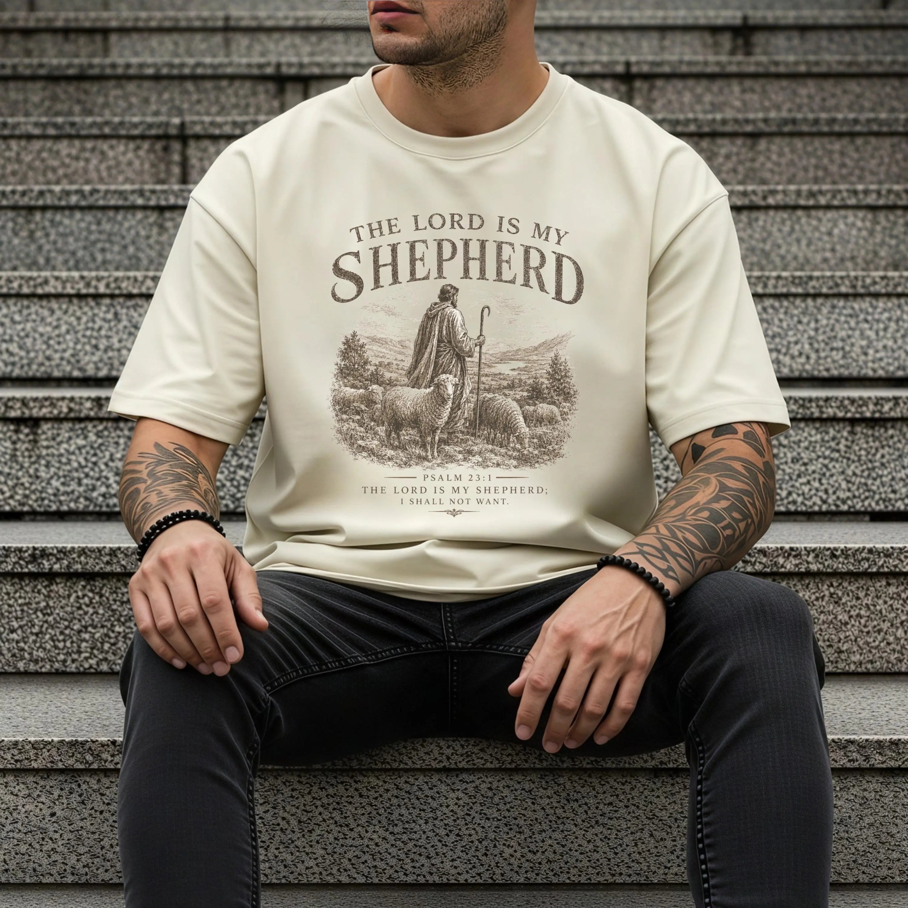The Lord Is My Shepherd T-shirt | Vintage Christian Graphic Tee | Christian Comfort Colors Tee, Psalm 23 Tee | Mens Christian Clothing