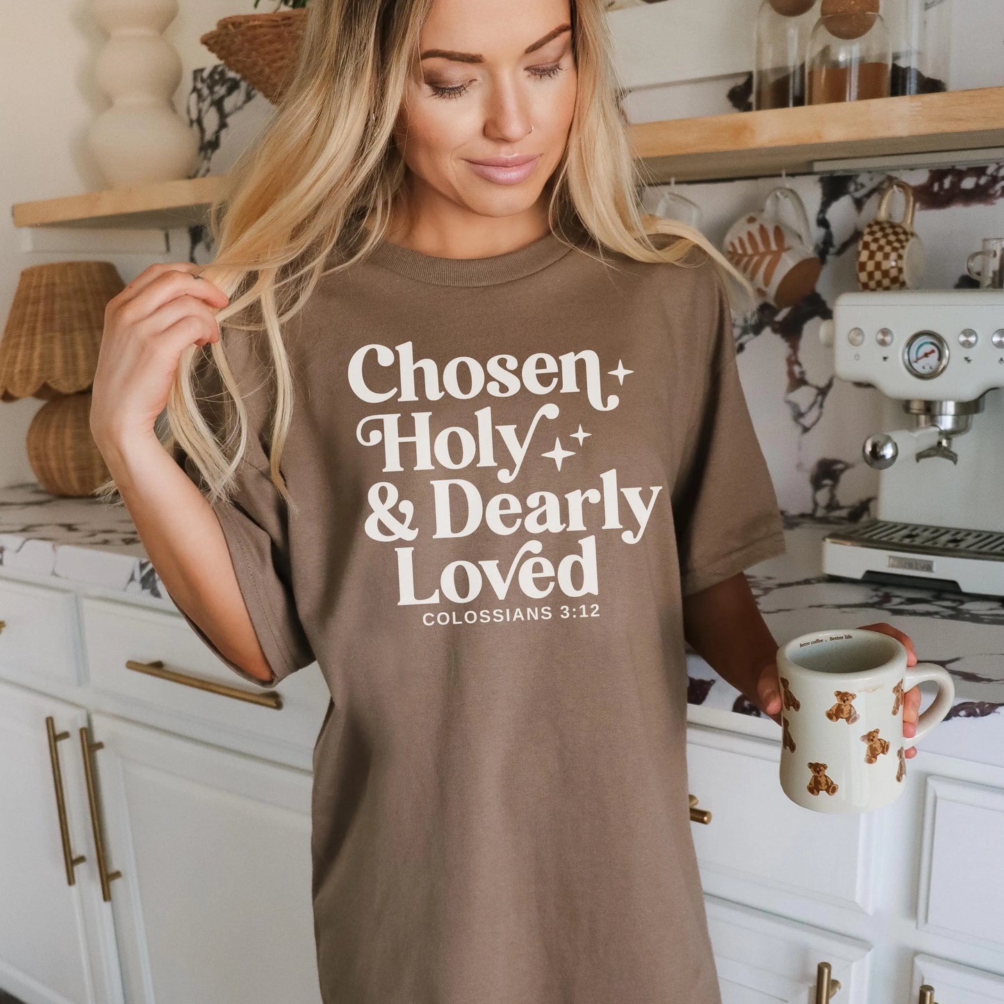 Christian Comfort Colors Shirt, Chosen Holy & Dearly Loved Tee, Faith Based Women's Apparel, Christian Scripture Tee, Trendy Church Shirt