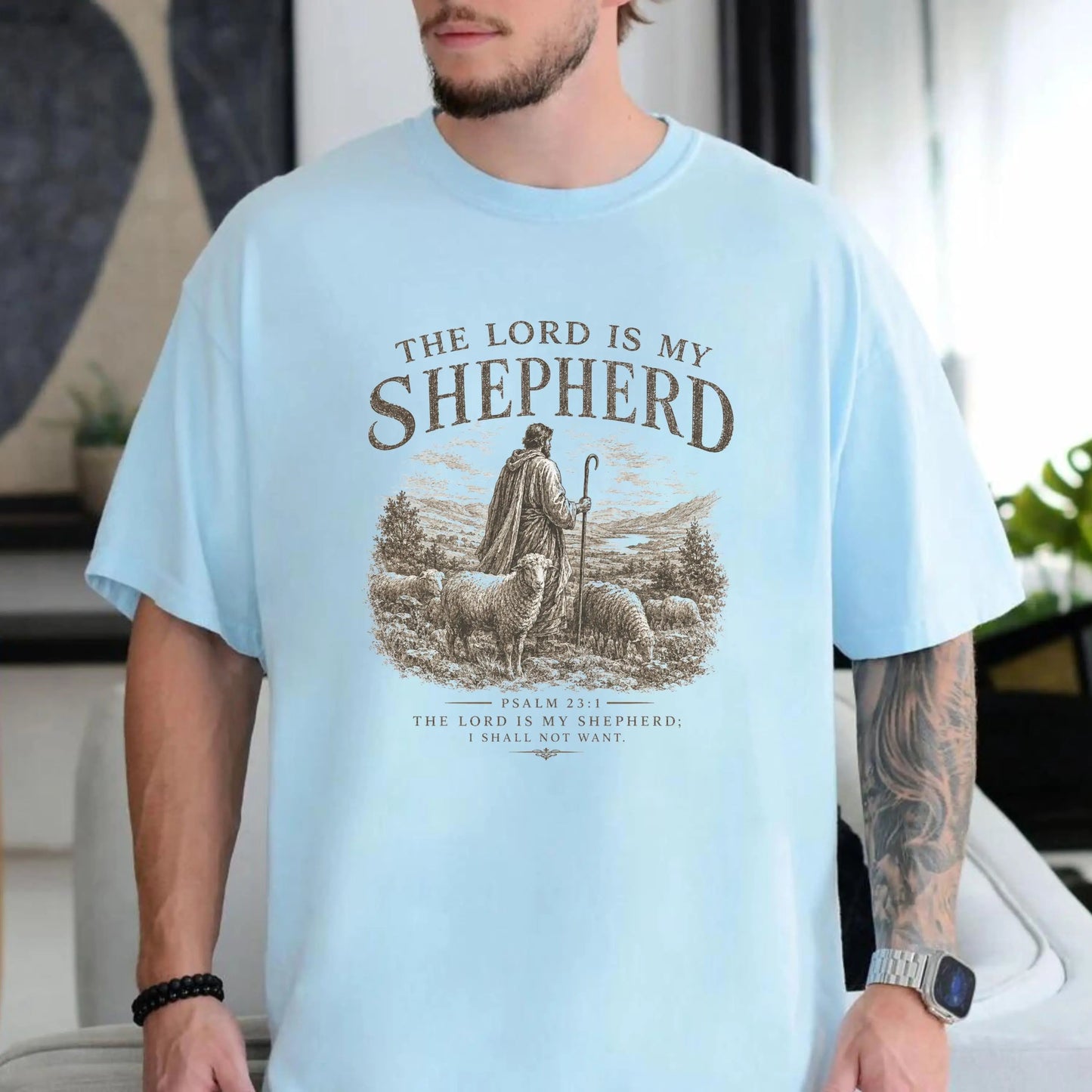 The Lord Is My Shepherd T-shirt | Vintage Christian Graphic Tee | Christian Comfort Colors Tee, Psalm 23 Tee | Mens Christian Clothing