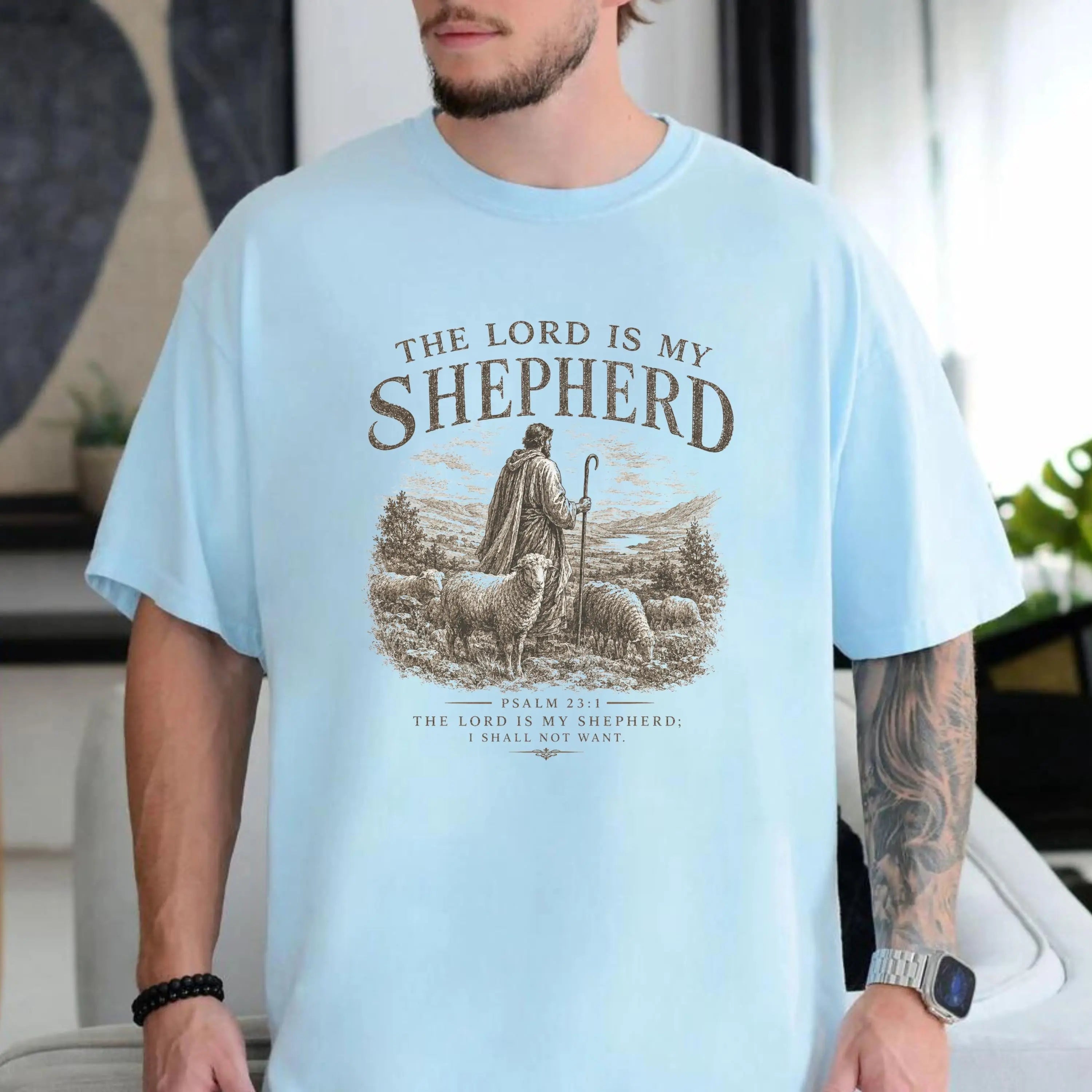 The Lord Is My Shepherd T-shirt | Vintage Christian Graphic Tee | Christian Comfort Colors Tee, Psalm 23 Tee | Mens Christian Clothing