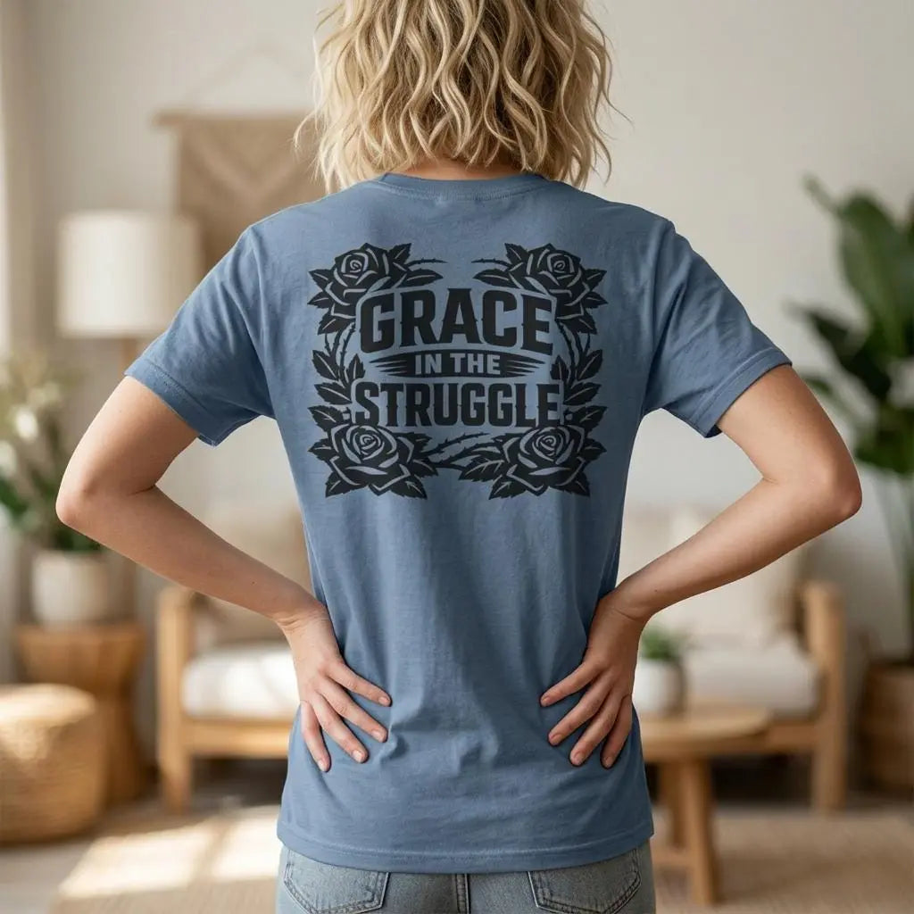 Grace in the Struggle Comfort Colors Tee | Christian Streetwear | Vintage Christian Apparel | Floral Cross Shirt | Floral Faith Shirt