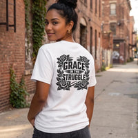Grace in the Struggle Comfort Colors Tee | Christian Streetwear | Vintage Christian Apparel | Floral Cross Shirt | Floral Faith Shirt
