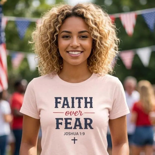 Faith Over Fear Shirt | Joshua 1:9 Christian Tee | Bible Verse Shirt | Christian Scripture Tee | Faith-Based Apparel | Christian Gift