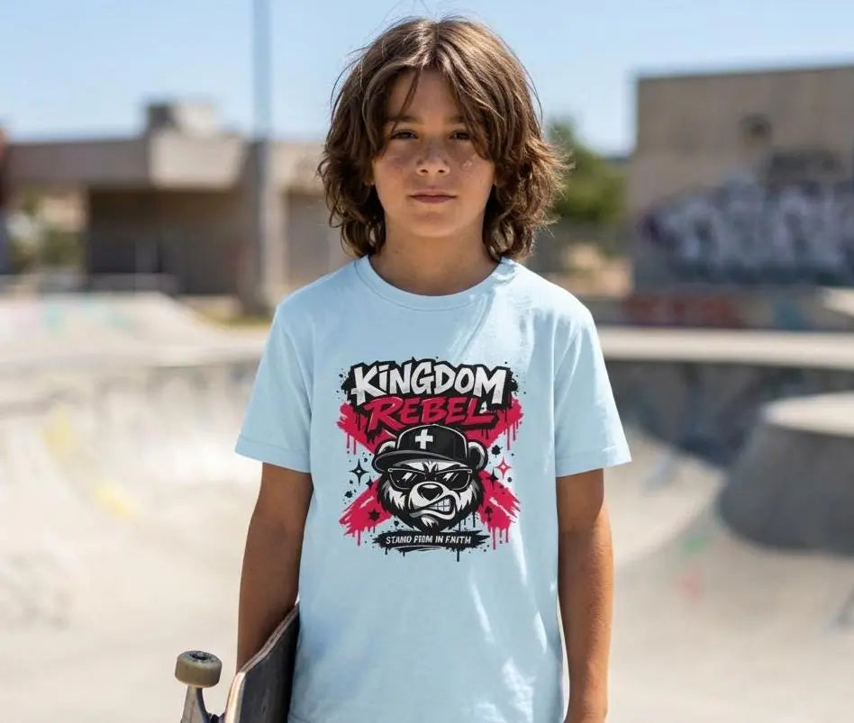 Kingdom Rebel Youth Shirt, Christian Kids Tee, Comfort Colors 9018 Youth T-Shirt, Faith Graphic Tee, Christian Gift for Boys & Girls
