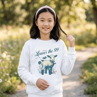 Leaves the 99 Lamb Sweatshirt | Faith Gift for Boys Girls | Youth Christian Crewneck | Youth Faith Gift | Kids Crewneck |