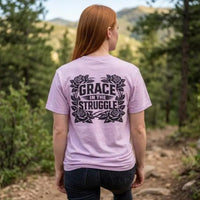 Grace in the Struggle Comfort Colors Tee | Christian Streetwear | Vintage Christian Apparel | Floral Cross Shirt | Floral Faith Shirt