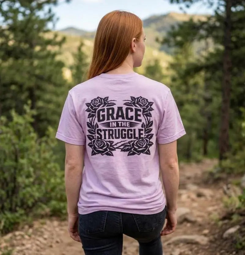 Grace in the Struggle Comfort Colors Tee | Christian Streetwear | Vintage Christian Apparel | Floral Cross Shirt | Floral Faith Shirt