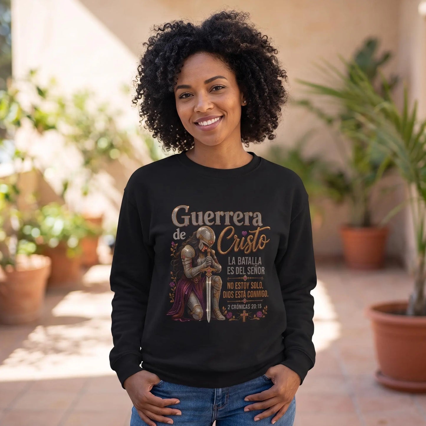 Guerrera de Cristo Sweatshirt, Spanish Christian Crewneck, Christian Gift for Women, Bible Verse apparel, Latina Christian, Mujer Cristiana