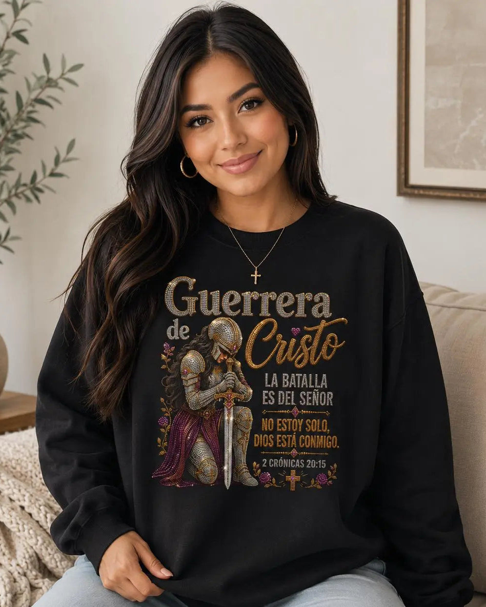 Guerrera de Cristo Sweatshirt, Spanish Christian Crewneck, Christian Gift for Women, Bible Verse apparel, Latina Christian, Mujer Cristiana