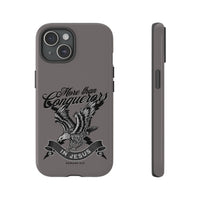 More Than Conquerors Bible Verse Phone Case, Christian iPhone 17 Tough Cover, Minimalist Scripture Gift, Christian Bible Verse Phone Case