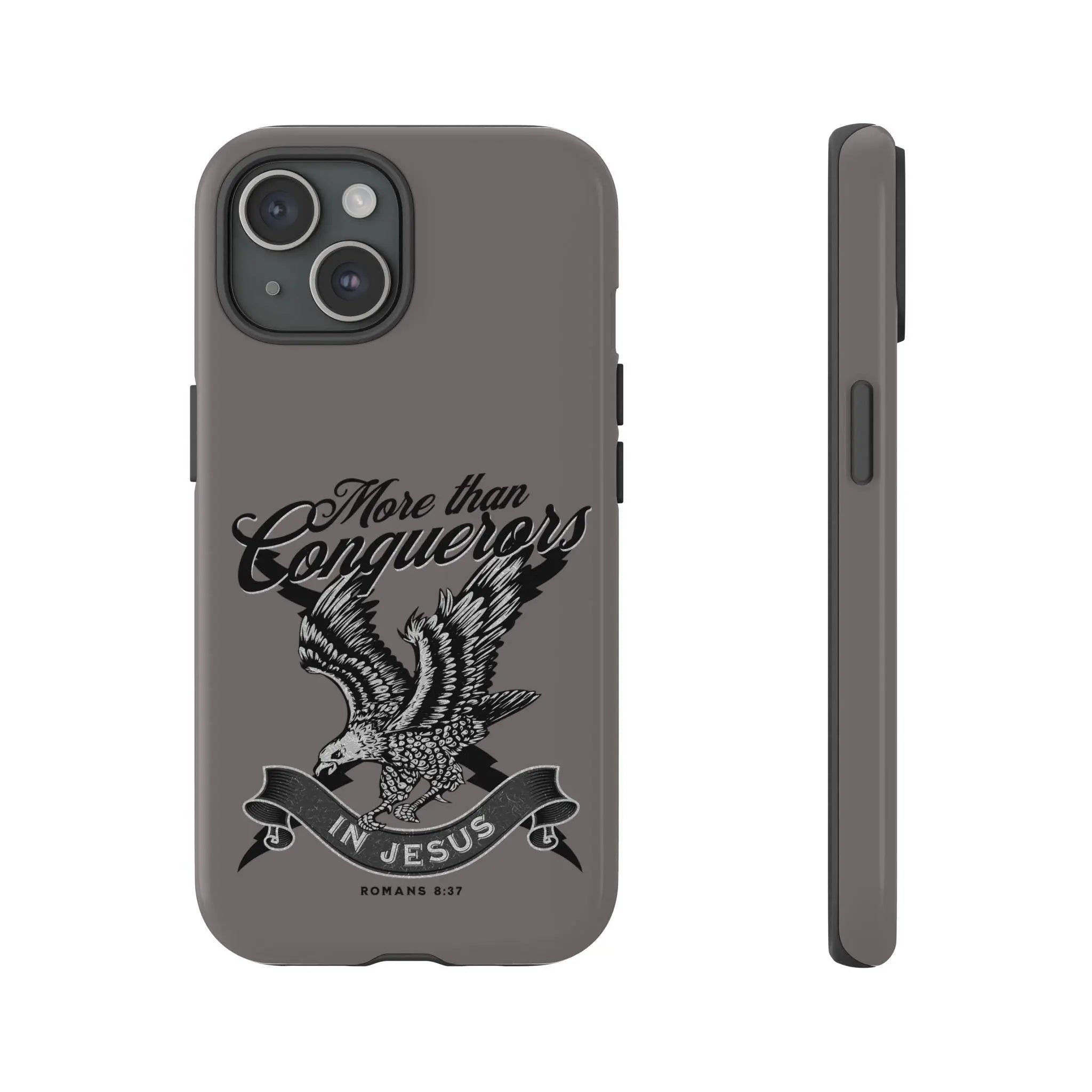 More Than Conquerors Bible Verse Phone Case, Christian iPhone 17 Tough Cover, Minimalist Scripture Gift, Christian Bible Verse Phone Case