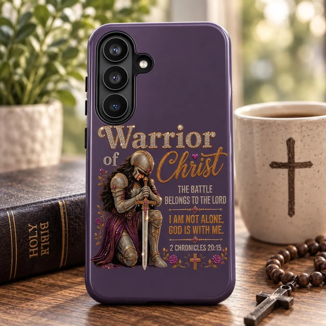 Warrior of Christ Phone Case | Christian iPhone & Samsung Case | 2 Chronicles 20:15 Bible Verse Cover | Faith-Based Protective Phone Cover