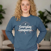Everyday Conqueror sweatshirt, Christian Sweatshirt, Bible Verse Sweater, Christian Sweat For Women, Church Hoodie, Youth Pastor Gift