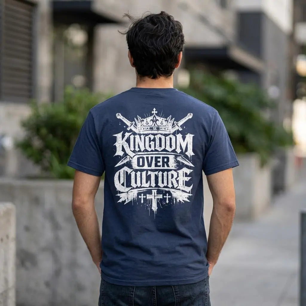 Kingdom Over Culture T-shirt | Christian Crown & Cross Design