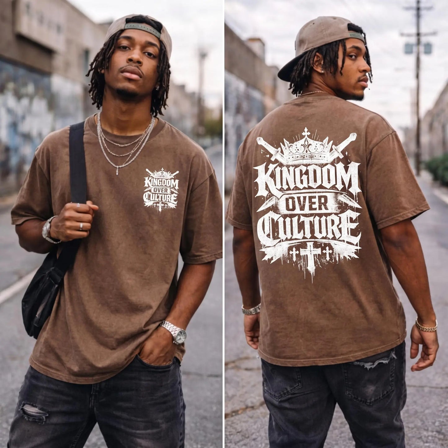 Kingdom Over Culture T-shirt | Christian Crown & Cross Design