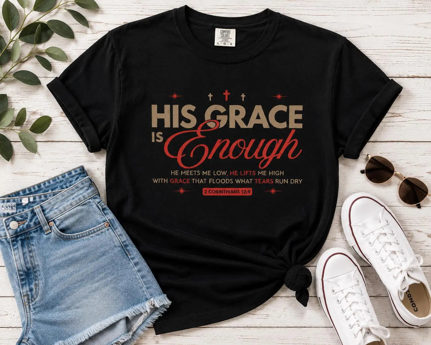 His Grace Is Enough T-shirt | Christian Scripture Faith Tee | His Grace Is Enough Faith Tee | Comfort Colors Bible Verse Shirt