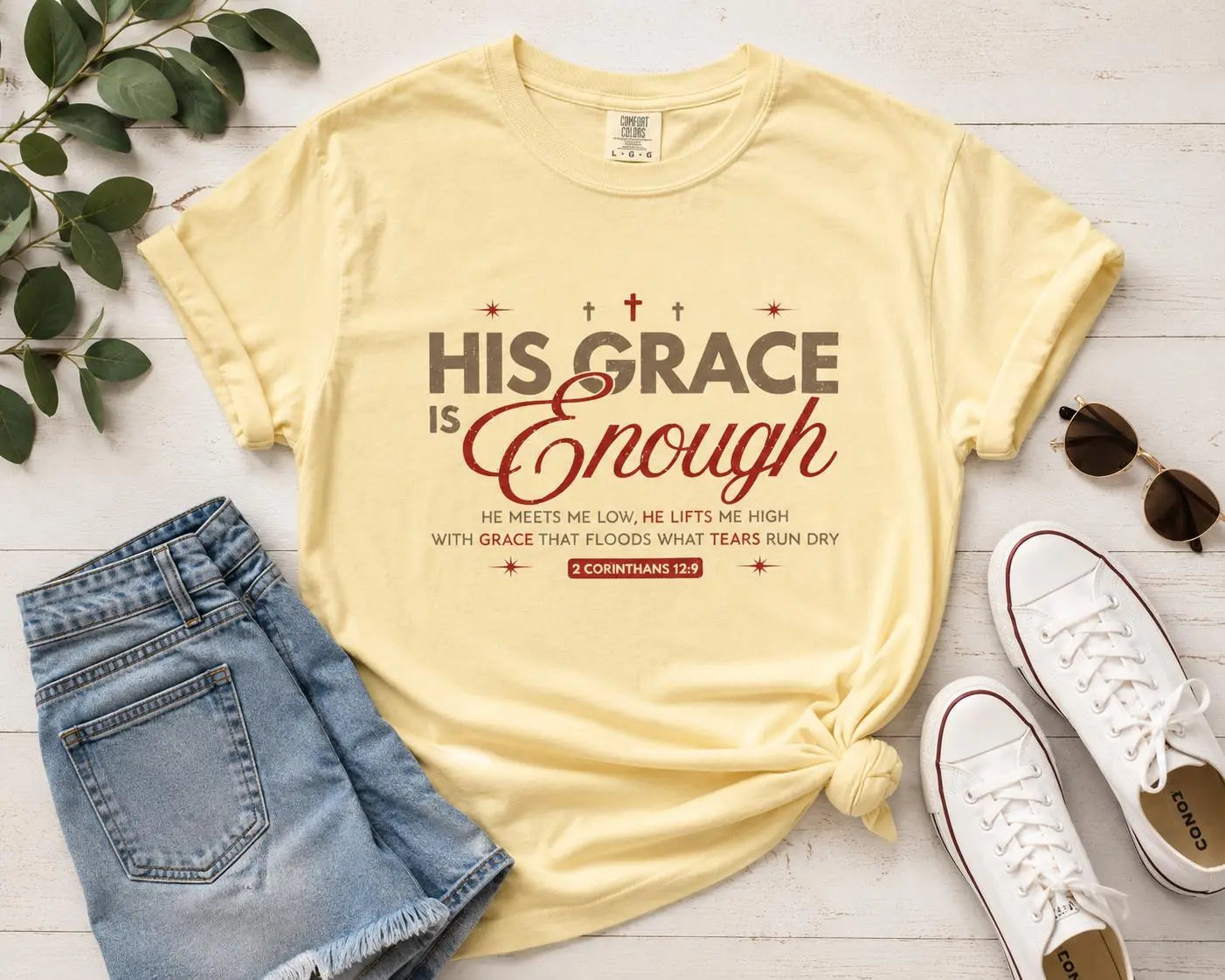 His Grace Is Enough T-shirt | Christian Scripture Faith Tee | His Grace Is Enough Faith Tee | Comfort Colors Bible Verse Shirt