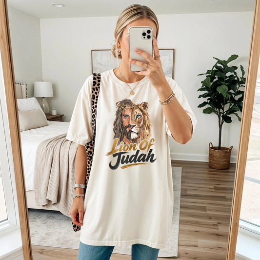 Lion of Judah Shirt | Jesus Lion Tee | Revelation 5:5 Christian Shirt | Comfort Colors Tee | Faith Based Gift for Men Women