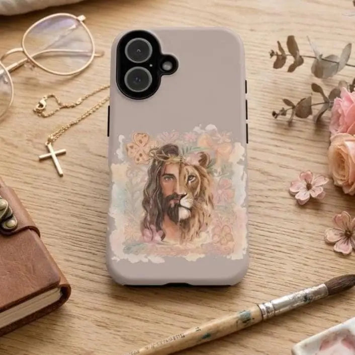 Lion of Judah Christian Phone Case, Jesus iPhone Case, Faith Phone Cover, Christian Gift, Bible Verse Accessory, Religious Phone Case