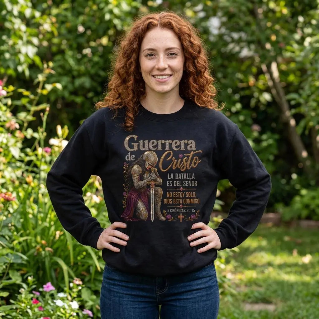 Guerrera de Cristo Sweatshirt, Spanish Christian Crewneck, Christian Gift for Women, Bible Verse apparel, Latina Christian, Mujer Cristiana