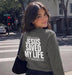 Jesus Saved My Life Long Sleeve Shirt, Faith-Based Graphic Tee, Faith Gift for Her , A Child of God tee, Trendy Christian Top