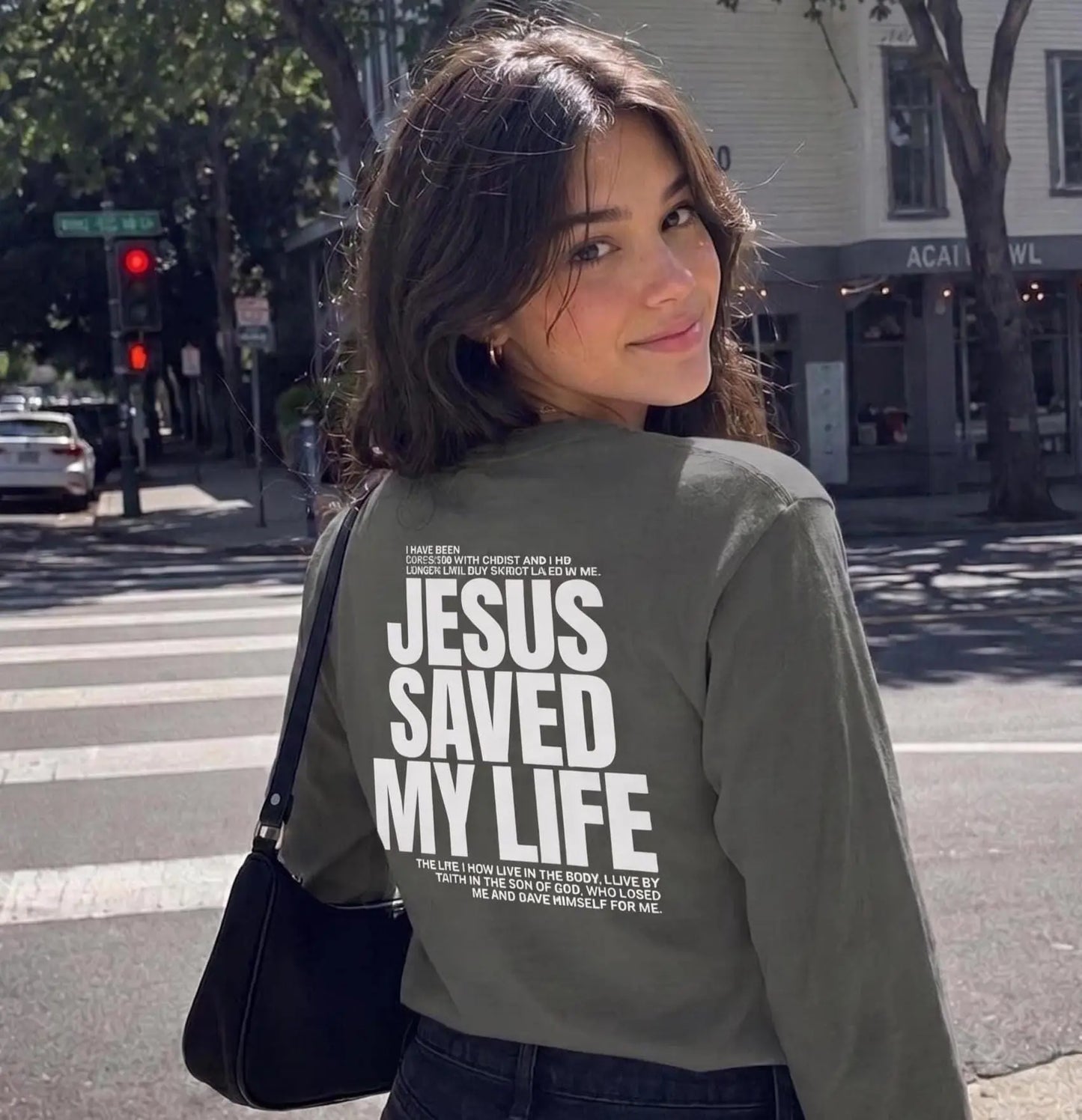 Jesus Saved My Life Long Sleeve Shirt, Faith-Based Graphic Tee, Faith Gift for Her , A Child of God tee, Trendy Christian Top
