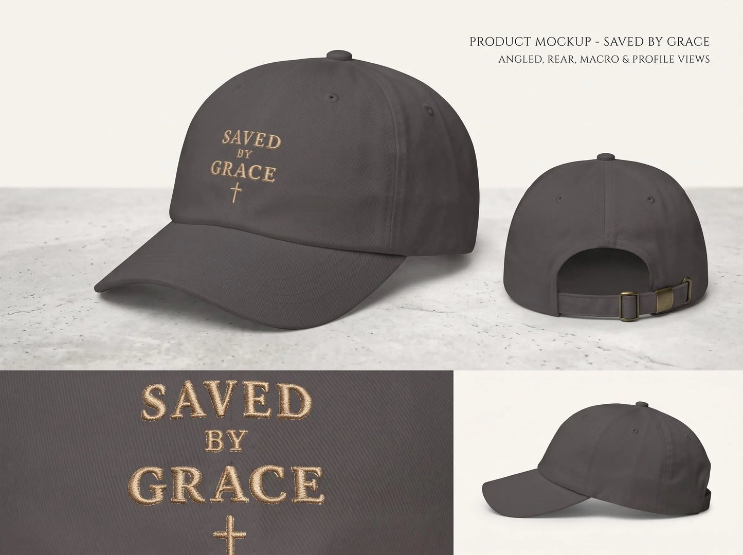 Saved by Grace Christian Hat, Embroidered Faith Cap, Christian Baseball Cap, Jesus Gift for Men or Women, Minimalist Religious Hat