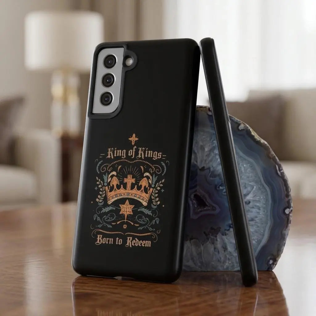 King of Kings Phone Case | Christian iPhone Case | Born to Redeem | Faith Phone Cover | Bible Verse Gift for Christians