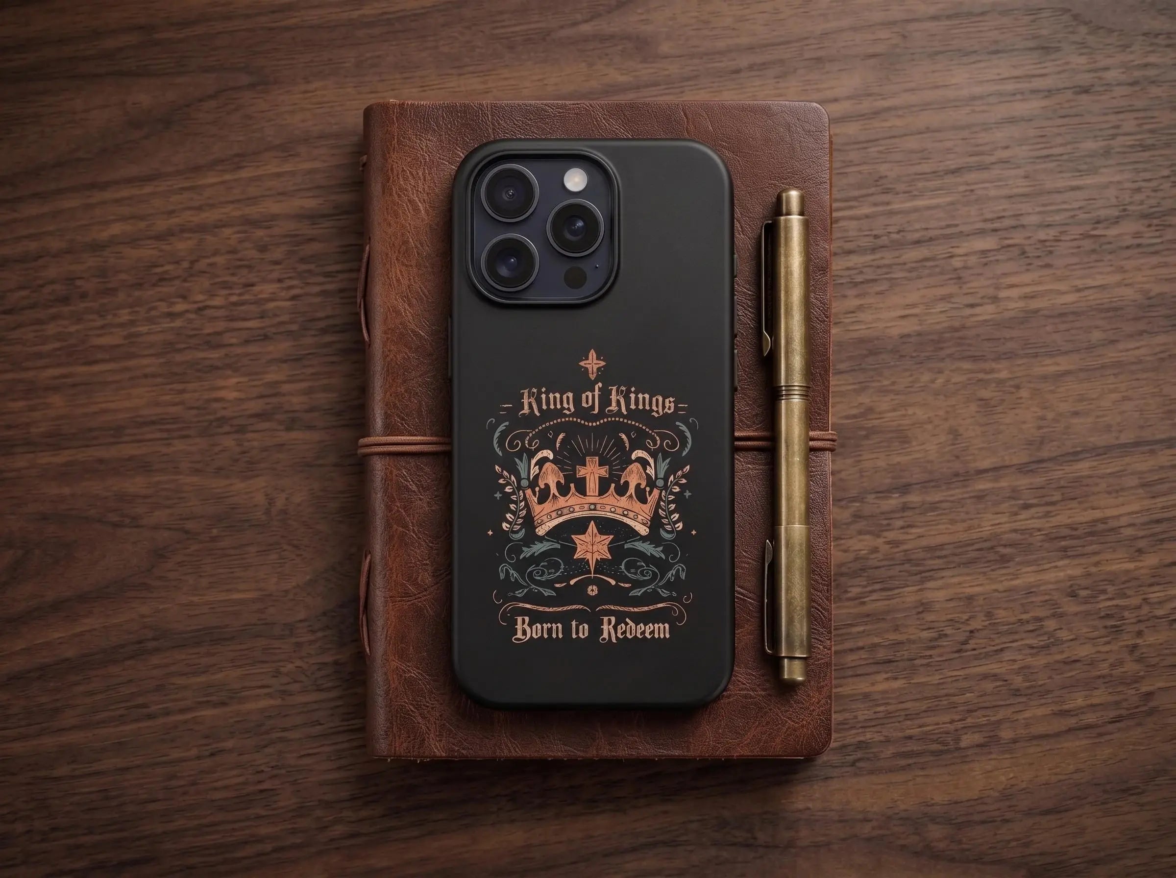 King of Kings Phone Case | Christian iPhone Case | Born to Redeem | Faith Phone Cover | Bible Verse Gift for Christians