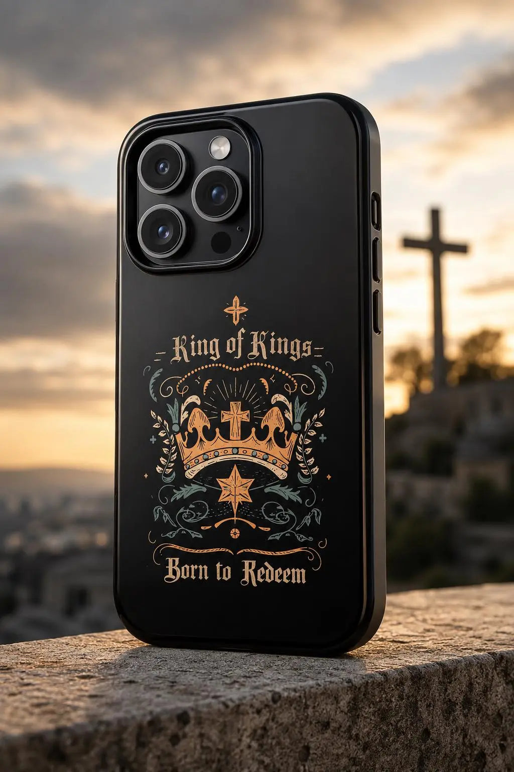 King of Kings Phone Case | Christian iPhone Case | Born to Redeem | Faith Phone Cover | Bible Verse Gift for Christians
