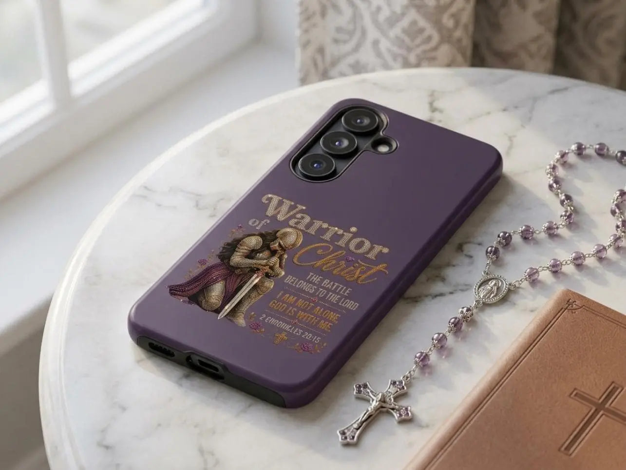 Warrior of Christ Phone Case | Christian iPhone & Samsung Case | 2 Chronicles 20:15 Bible Verse Cover | Faith-Based Protective Phone Cover