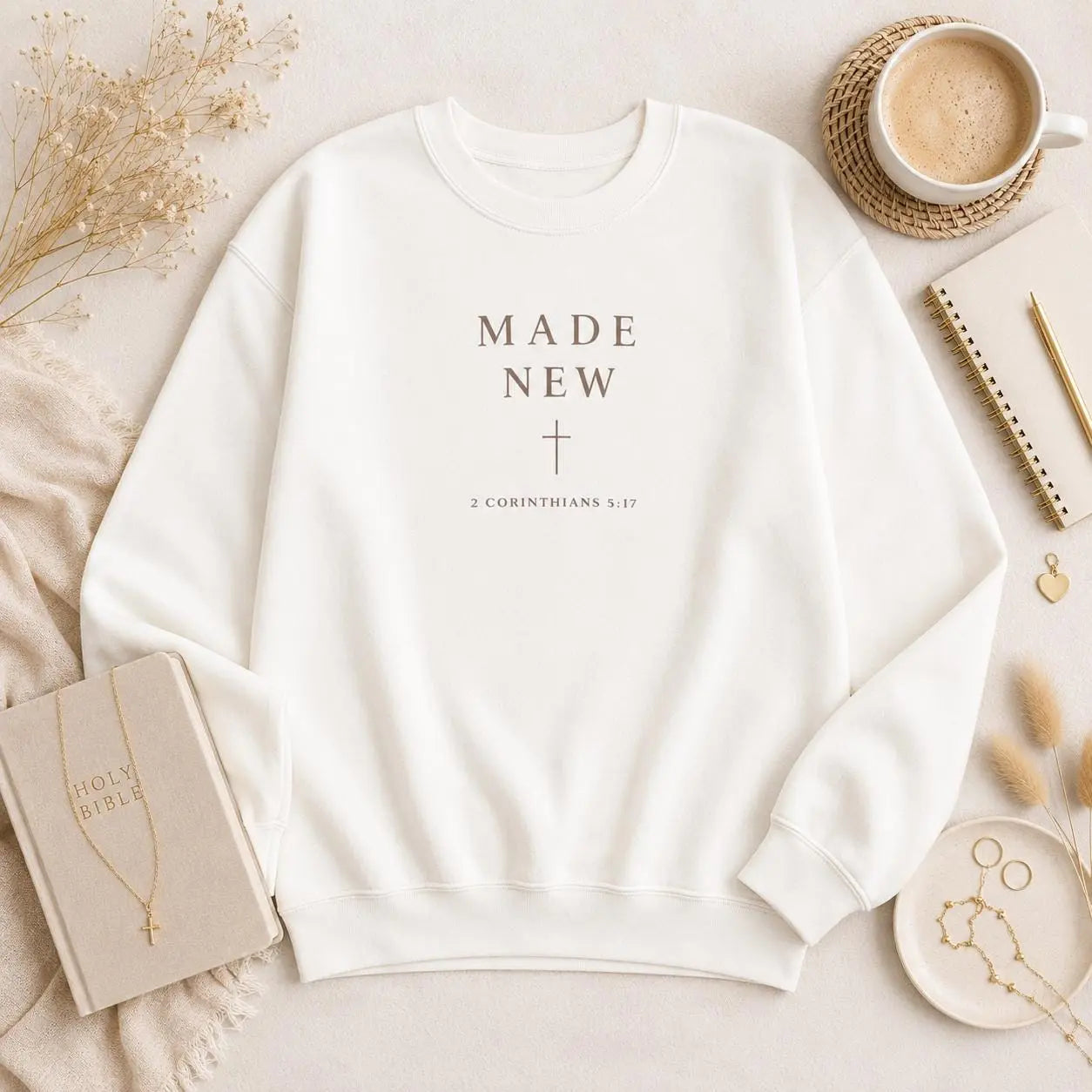 Made New Christian Sweatshirt, Minimalist Faith Shirt, Bible Verse Sweater, Christian faith crewneck