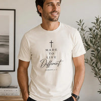 Made To Live Different T-Shirt | Mens Christian Tee | Minimalist Faith T-Shirt | Religious Gift for Men | Trendy Mens Tee