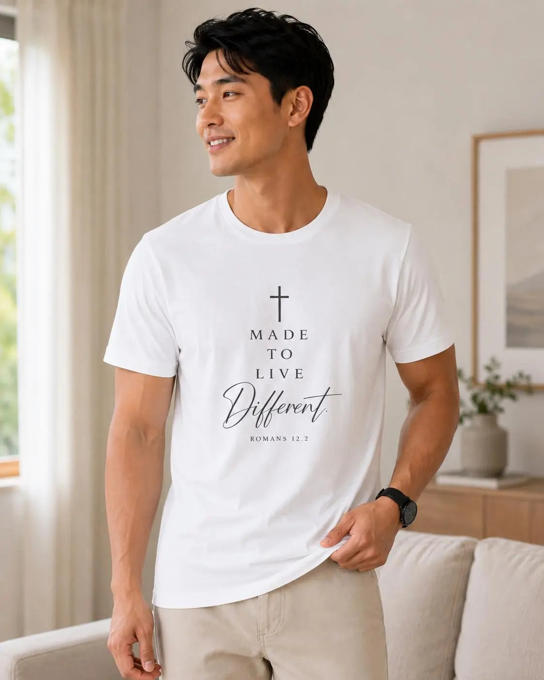 Made To Live Different T-Shirt | Mens Christian Tee | Minimalist Faith T-Shirt | Religious Gift for Men | Trendy Mens Tee