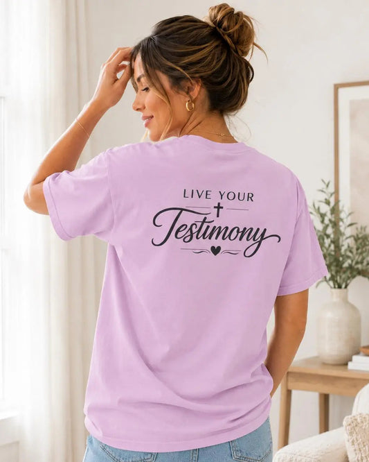 Live Your Testimony T-Shirt | But God Cross Inspirational Christian Tee
