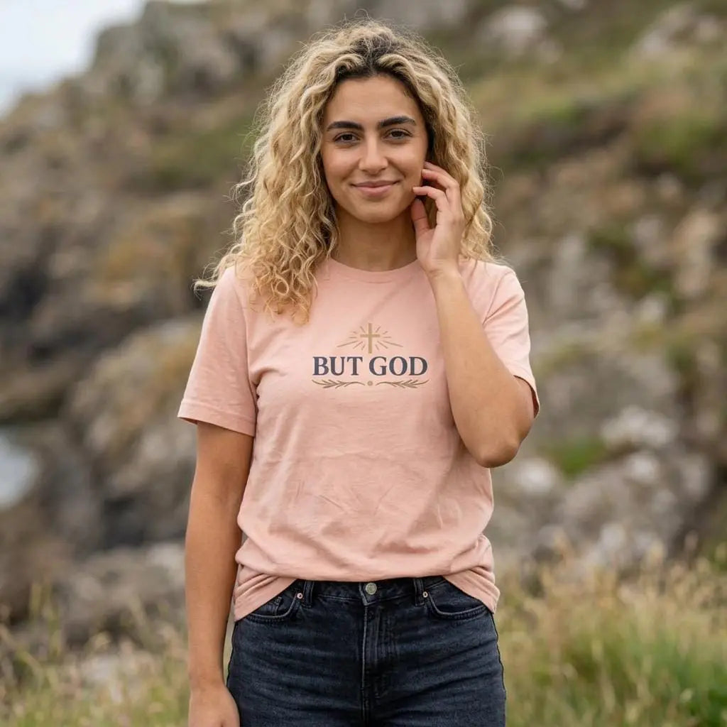 But God Tee | Christian faith shirt | Christian Apparel for Women | Bella Canvas 3001 Faith Tee | Minimalist Cross T-Shirt