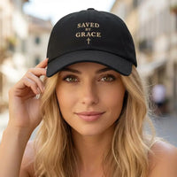 Saved by Grace Christian Hat, Embroidered Faith Cap, Christian Baseball Cap, Jesus Gift for Men or Women, Minimalist Religious Hat