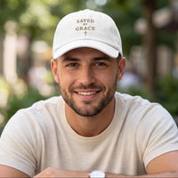 Saved by Grace Christian Hat, Embroidered Faith Cap, Christian Baseball Cap, Jesus Gift for Men or Women, Minimalist Religious Hat