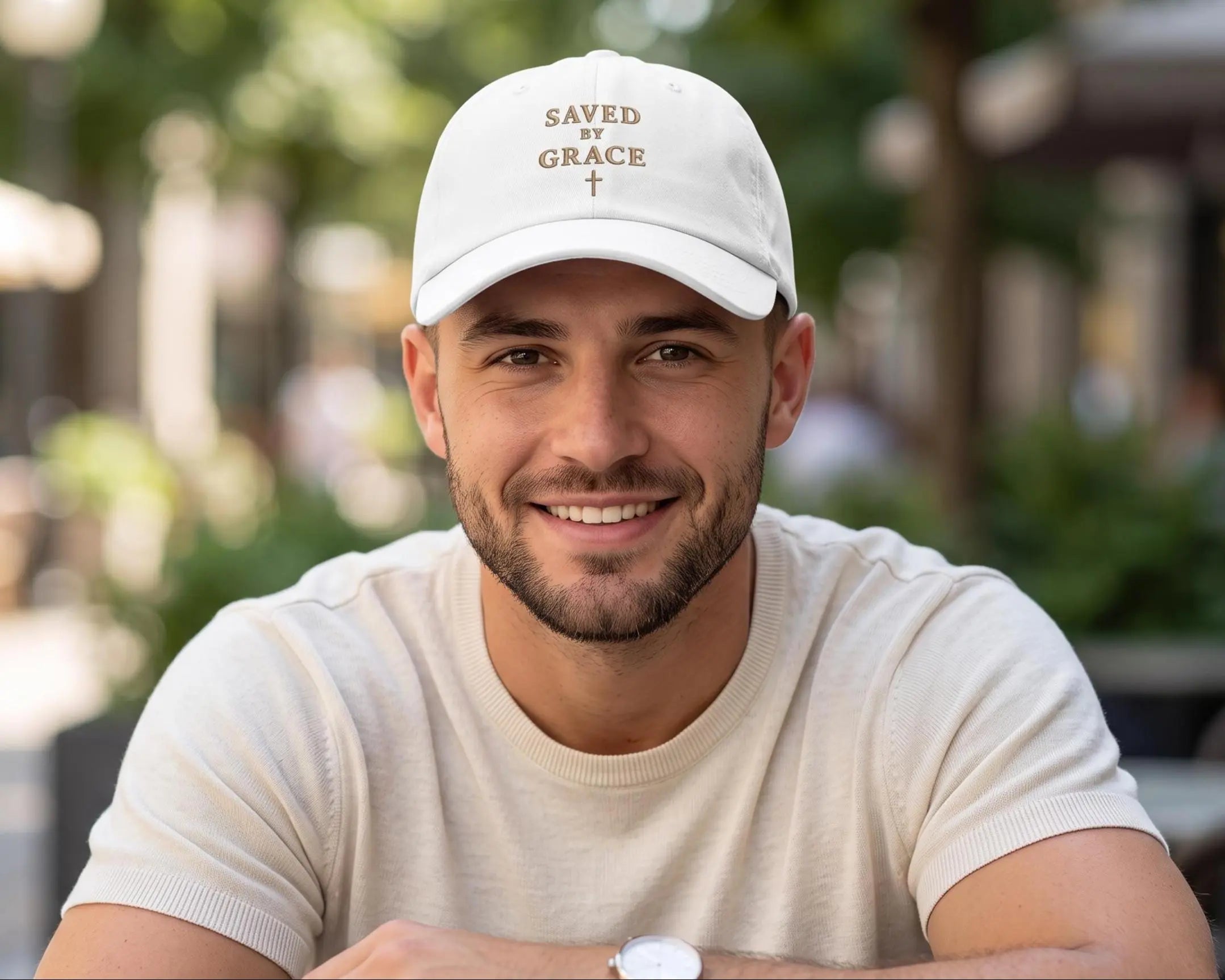 Saved by Grace Christian Hat, Embroidered Faith Cap, Christian Baseball Cap, Jesus Gift for Men or Women, Minimalist Religious Hat