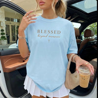 Blessed Beyond Measure Christian Shirt, Minimalist Faith T-Shirt, Faith Cross Tee, Christian Gift for Her, Religious Graphic Shirt
