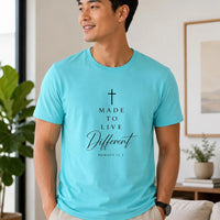 Made To Live Different T-Shirt | Mens Christian Tee | Minimalist Faith T-Shirt | Religious Gift for Men | Trendy Mens Tee