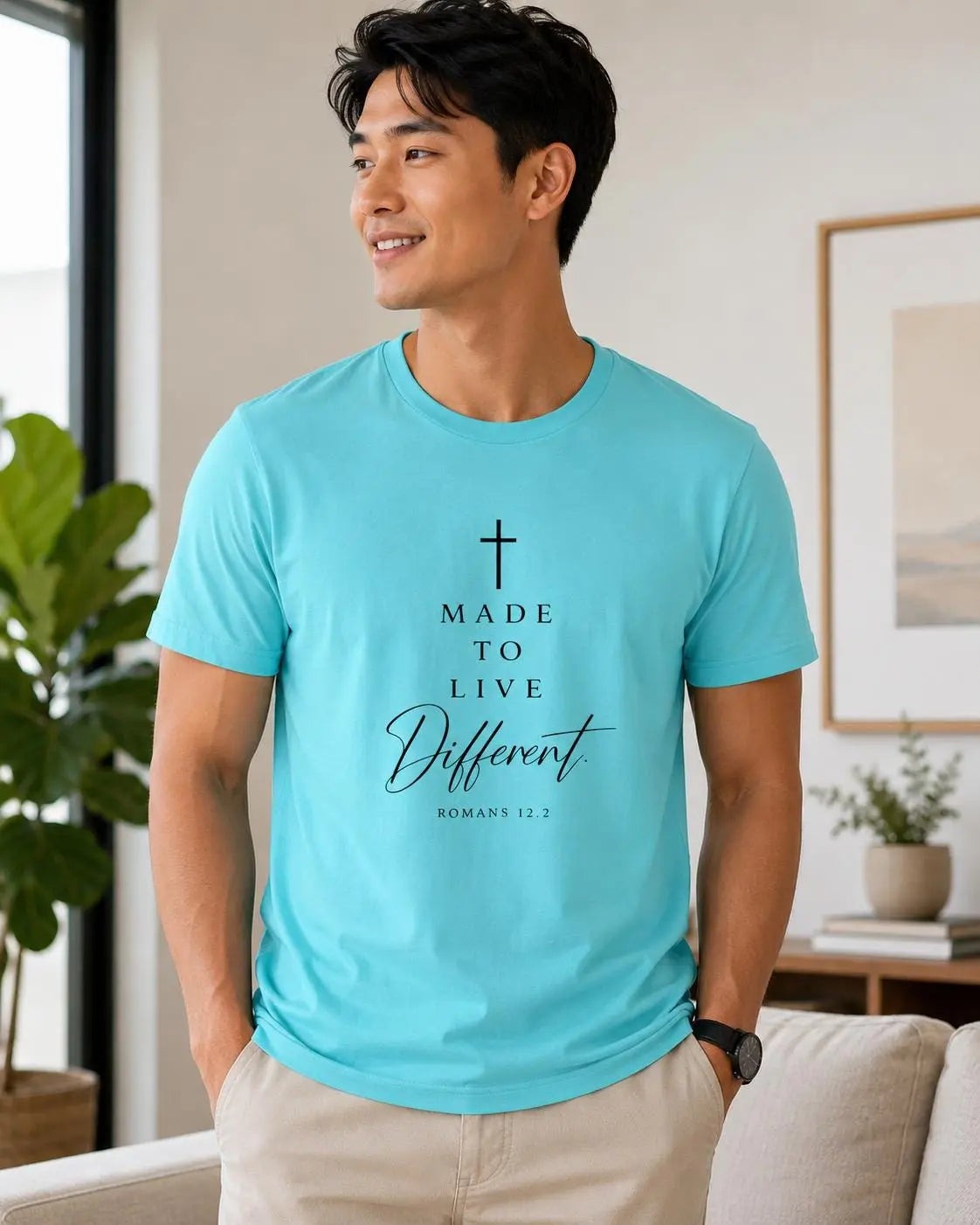 Made To Live Different T-Shirt | Mens Christian Tee | Minimalist Faith T-Shirt | Religious Gift for Men | Trendy Mens Tee