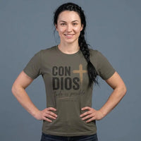Playera Cristiana Para Mujer | Con Dios Spanish Faith Tee | Spanish Scripture Apparel | Spanish Christian Shirt