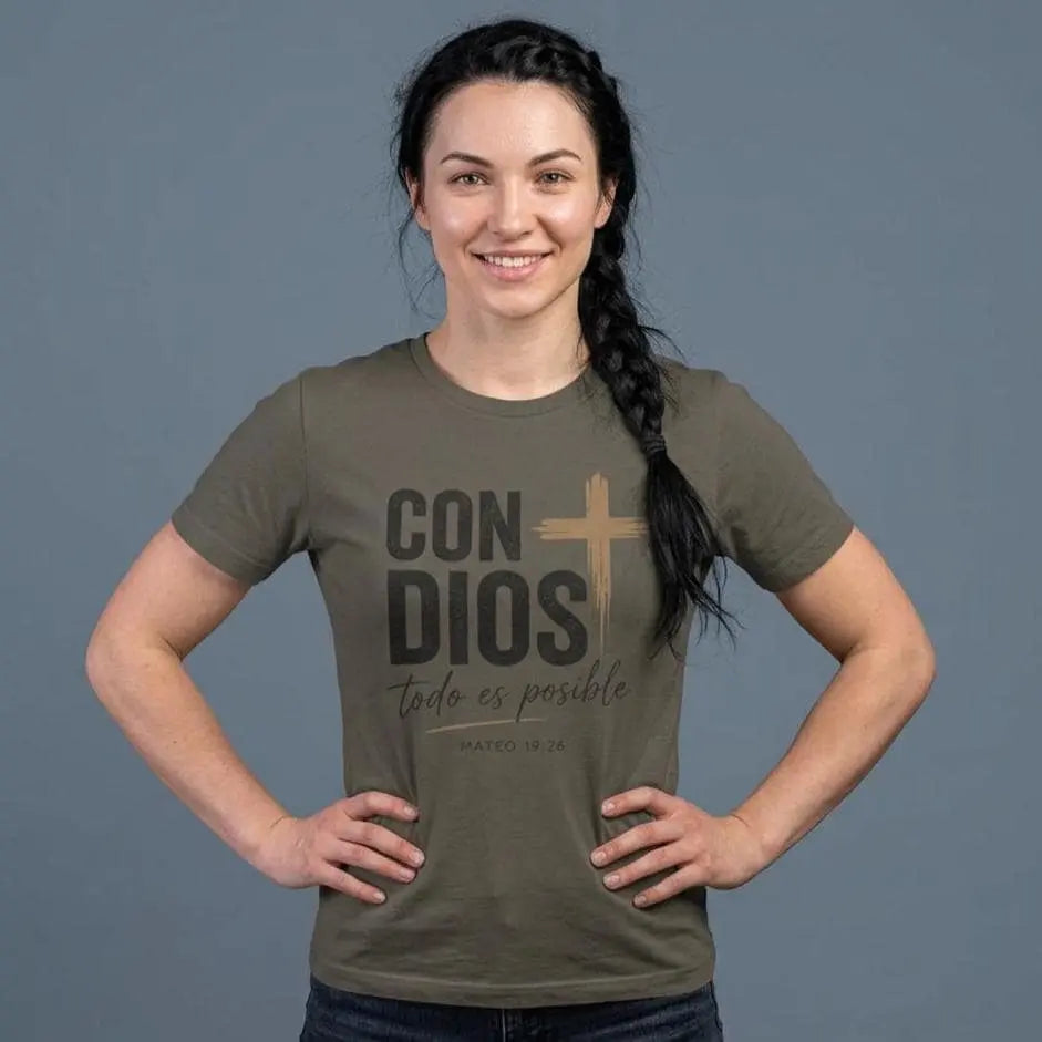 Playera Cristiana Para Mujer | Con Dios Spanish Faith Tee | Spanish Scripture Apparel | Spanish Christian Shirt