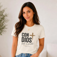 Playera Cristiana Para Mujer | Con Dios Spanish Faith Tee | Spanish Scripture Apparel | Spanish Christian Shirt