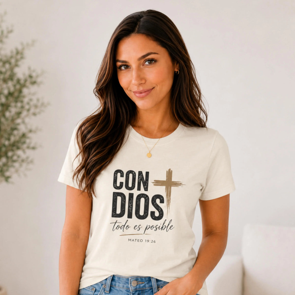 Playera Cristiana Para Mujer | Con Dios Spanish Faith Tee | Spanish Scripture Apparel | Spanish Christian Shirt