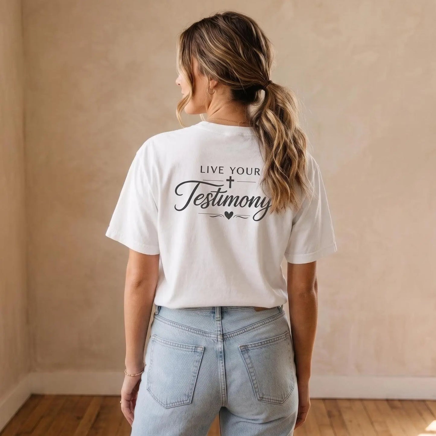 Live Your Testimony T-Shirt | But God Cross Inspirational Christian Tee