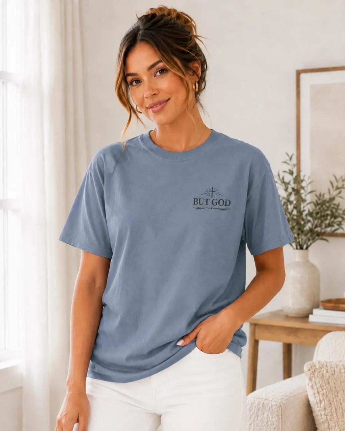 Live Your Testimony T-Shirt | But God Cross Inspirational Christian Tee